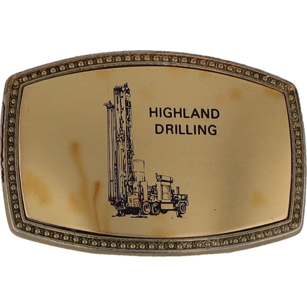 Highland Oilfield Drilling Rig Industrial Heavy Machinery 80 Vintage Belt Buckle