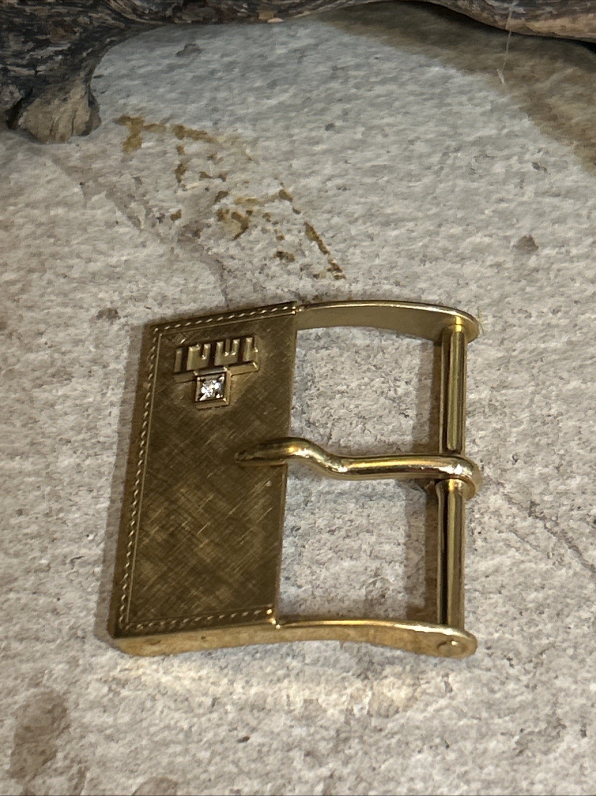 45. 1/20/12 G.F. 10K Gold ITT Emblem Diamond Classic Belt Buckle 40mm x 35mm
