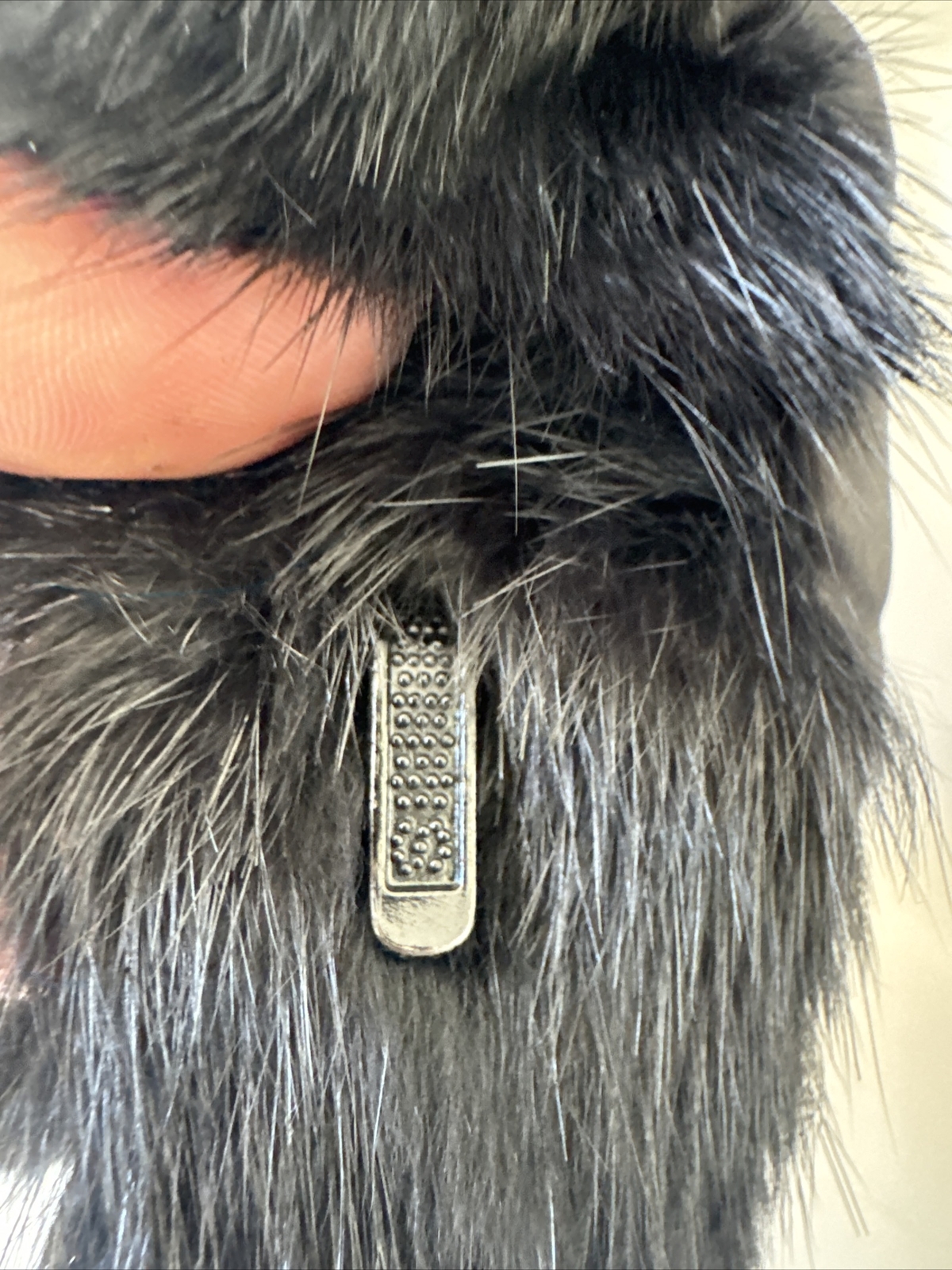 Vintage Black Dyed Rabbit Fur, 100% Genuine, Size S With Fox Tales