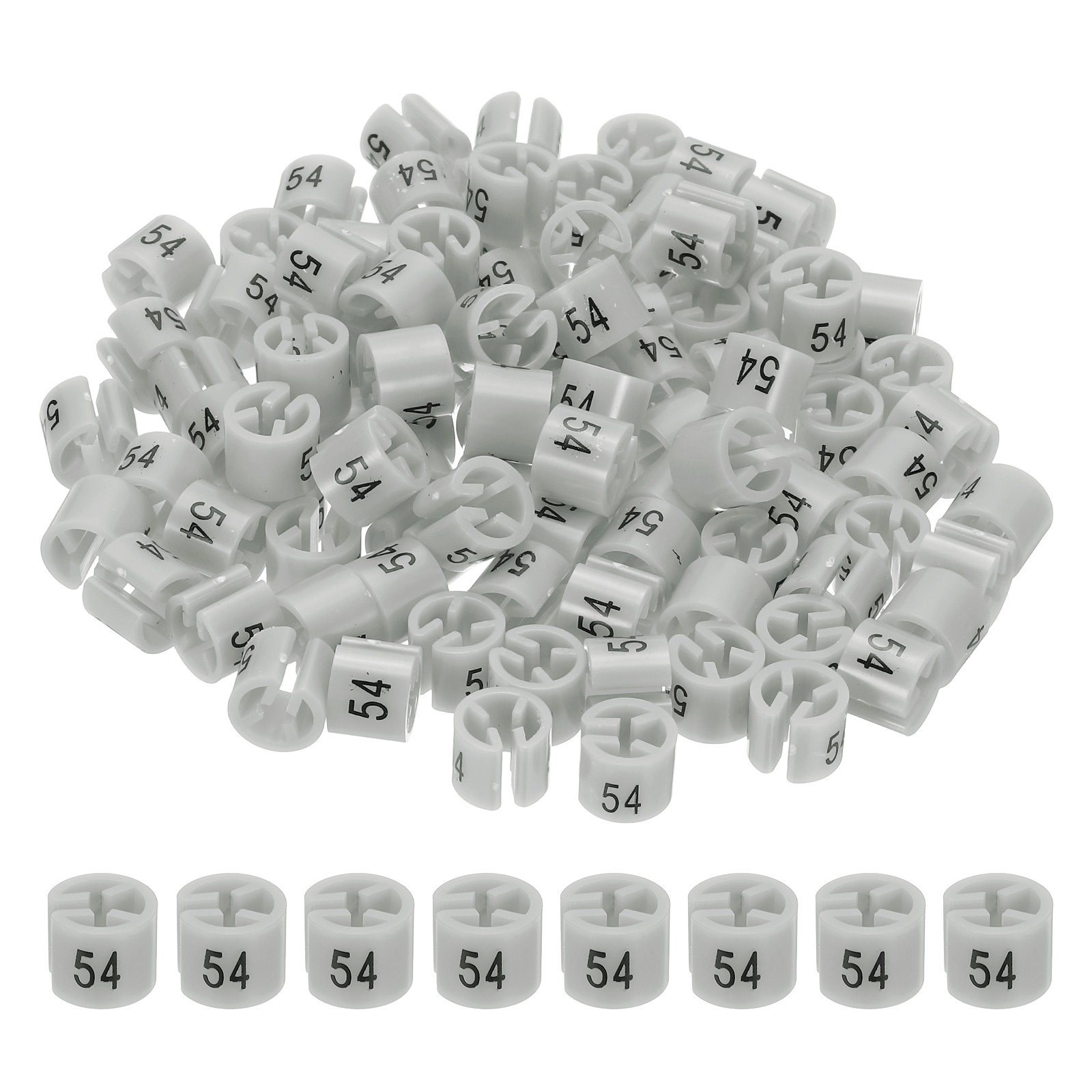 100 Pcs Clothes Hanger Marker Number 54 Tag Fit 3mm Rod Garment Size Tag Gray