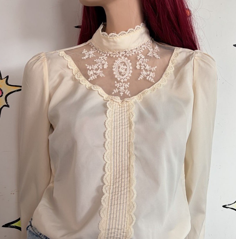 Romantic Lace Victorian Revival Cottagecore Blouse Prairie Romantic Poetcore M
