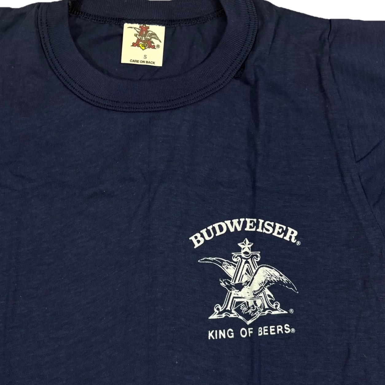 Vintage NOS Blue Budweiser Single Stitch T Shirt Unisex Adult XS/S 60s 70s OG