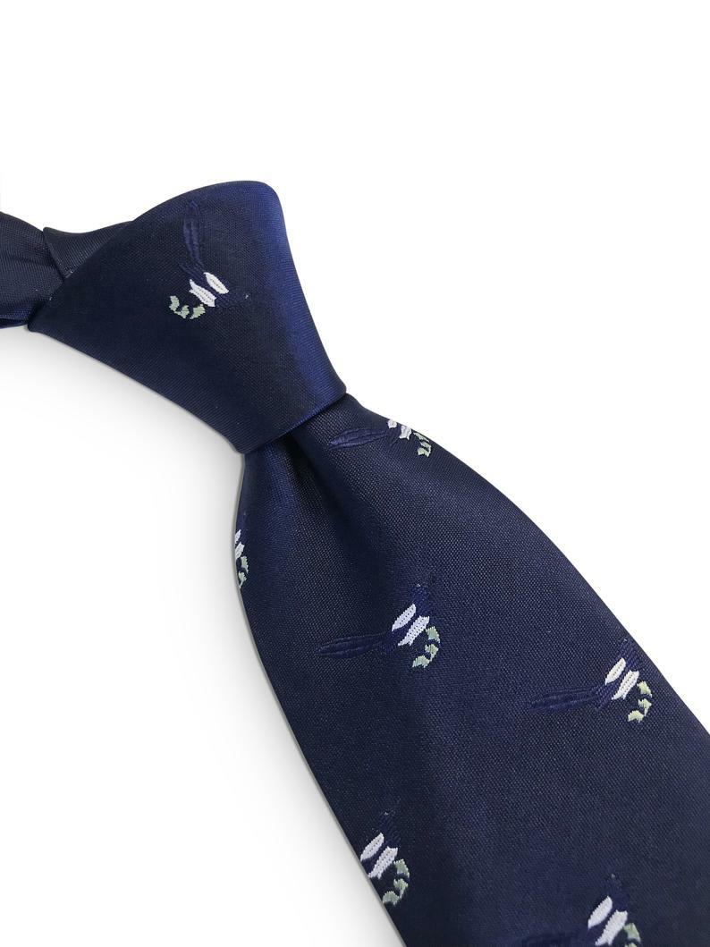 Frederick Thomas navy blue men-s tie with mermaid silhouette design fairytale