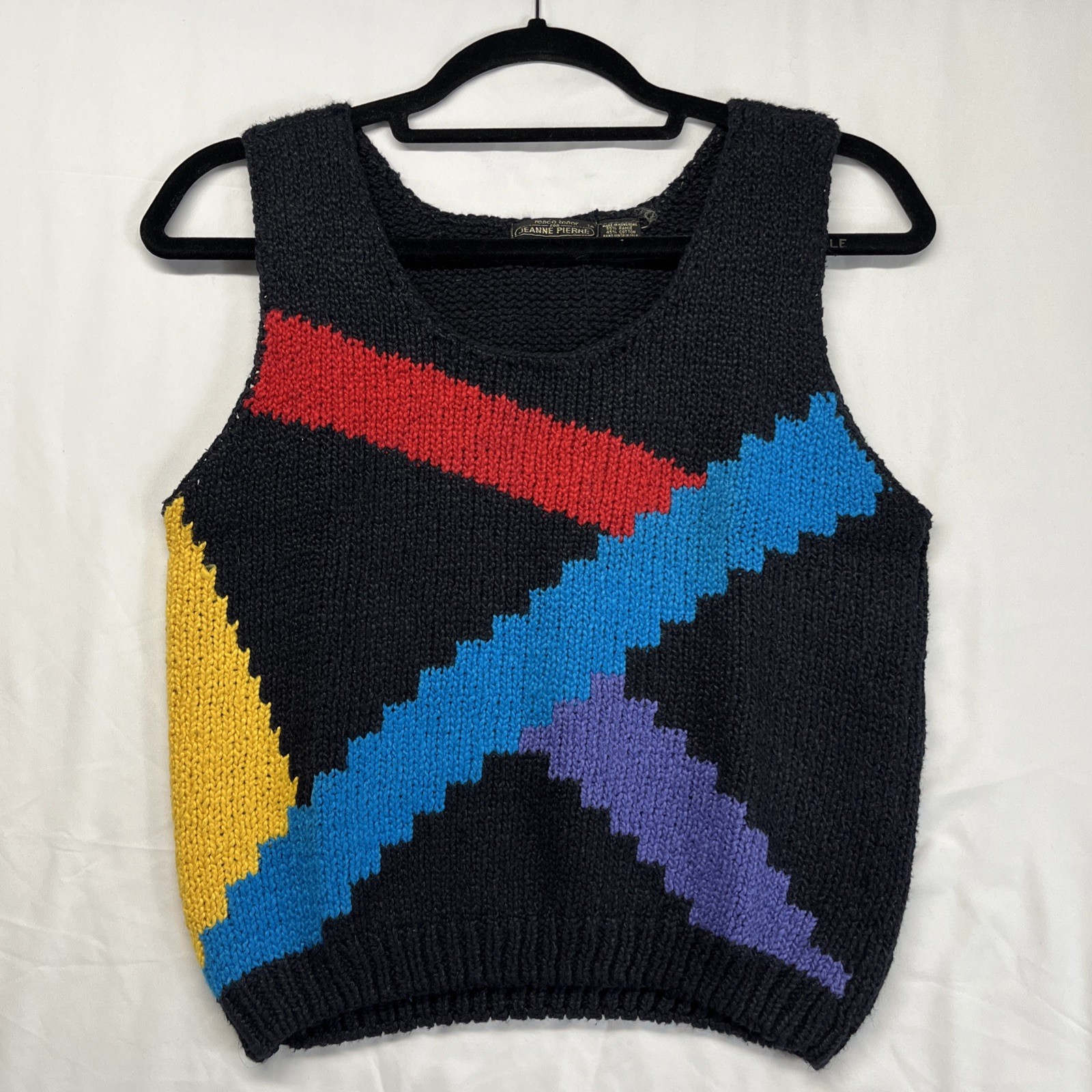 Vintage Jeanne Pierre Vest Women’s Medium Tank Top 80s Cotton Outdoor Knit