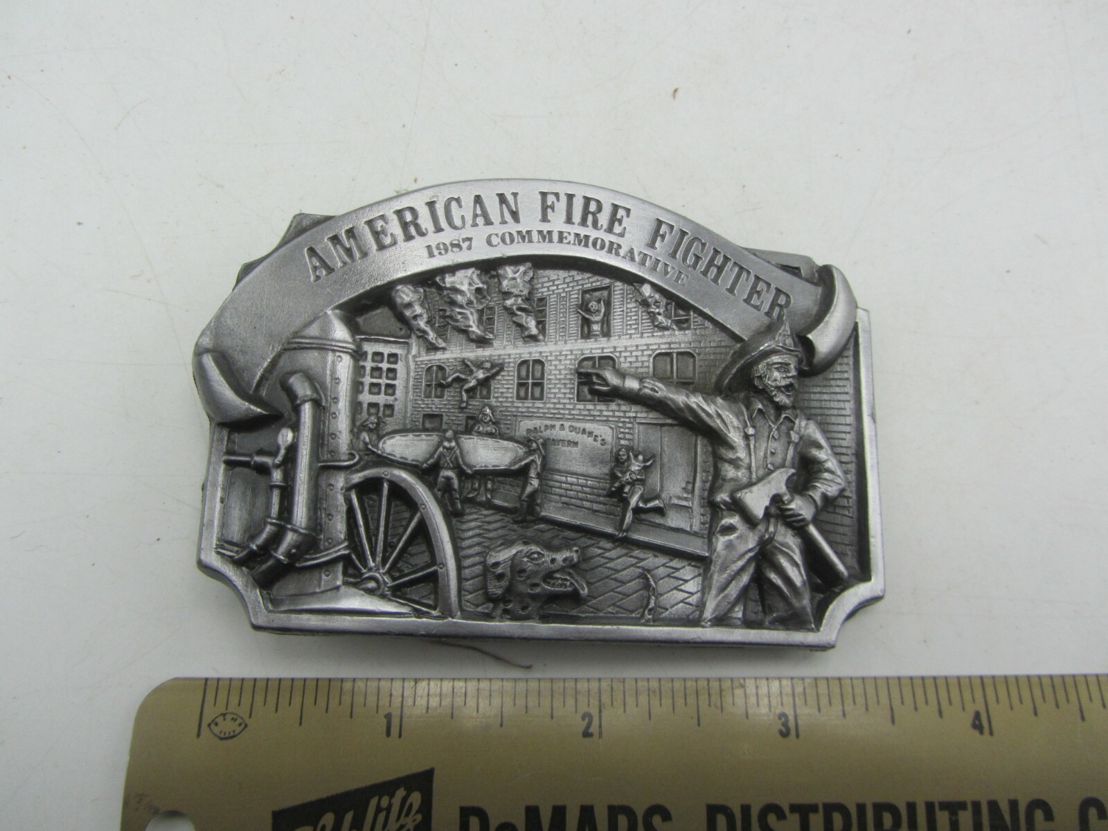 Vintage 1987 Arroyo Grande American Fire Fighter Commemorative Belt Buckle