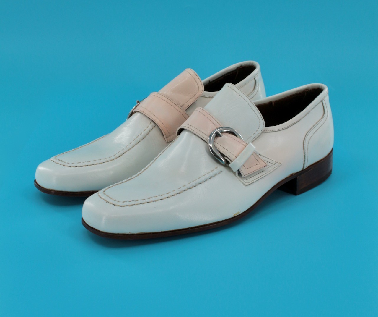 Men’s VTG NOS 70s Peblo White Loafers Sz 10 D 1970s Disco Shoes Cousin Eddie