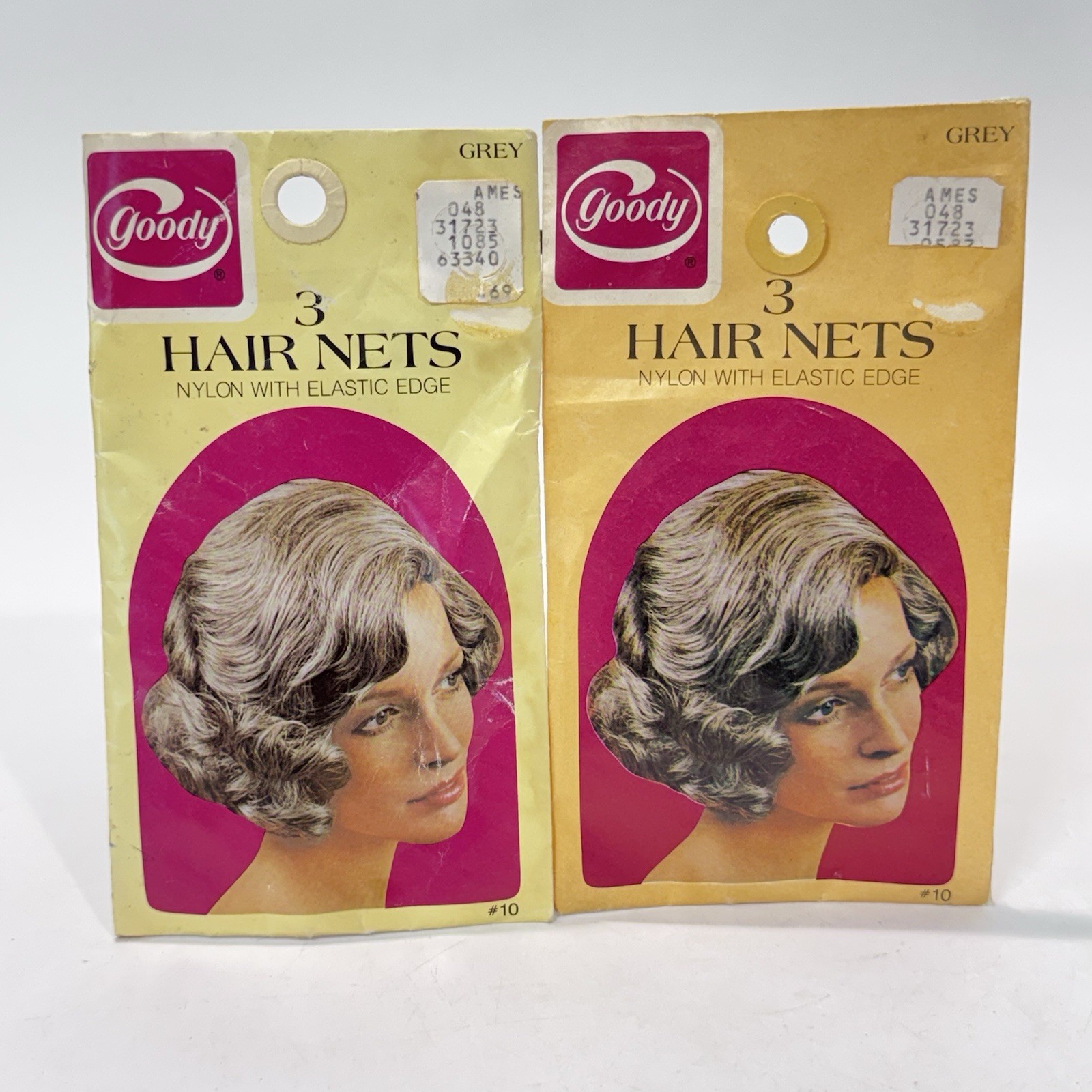 Vintage 80s NEW Goody Grey Hair Nets Nylon Elastic Edges 2pks of 3 West Germany