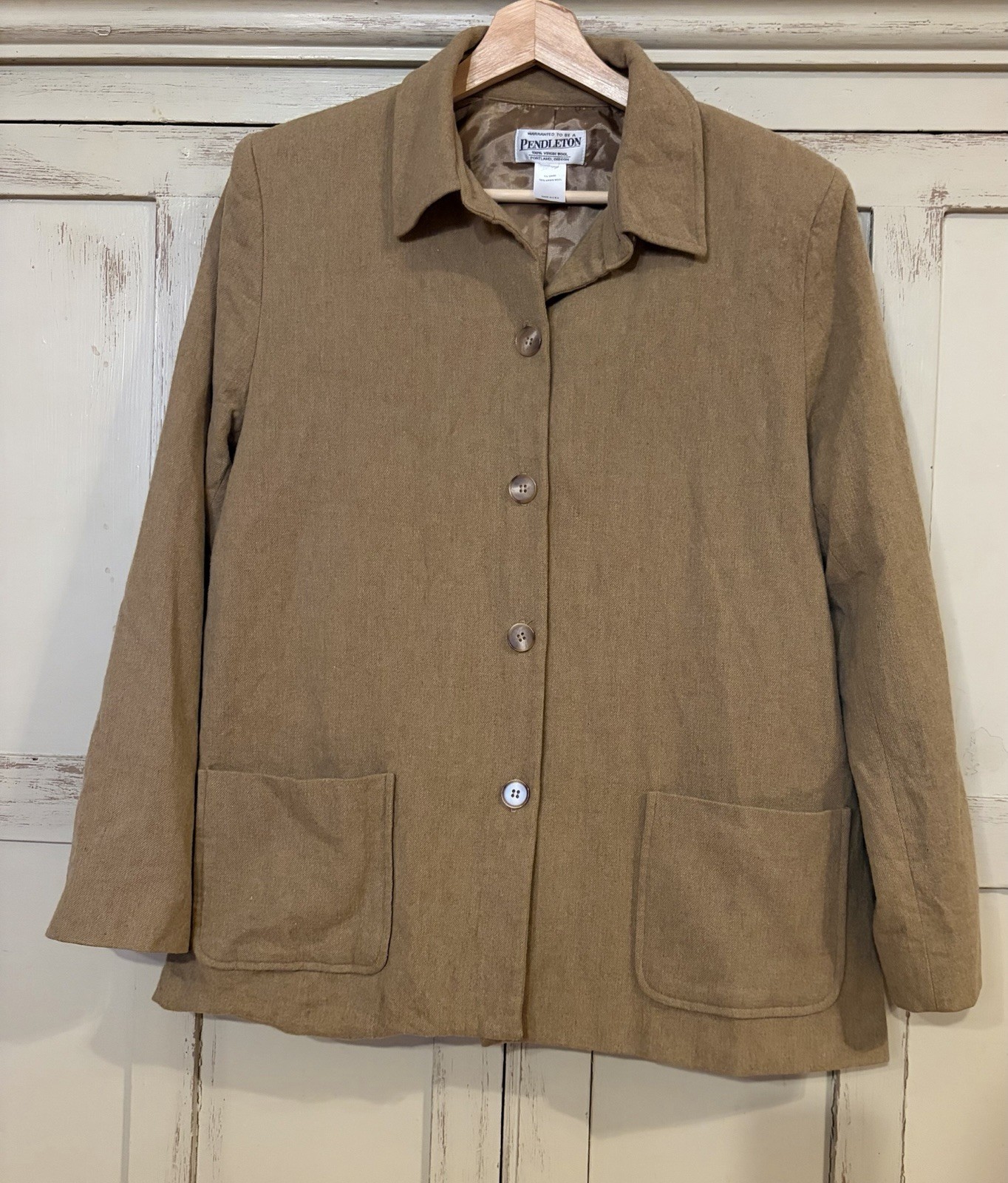 Vintage Pendleton Women’s 100% Virgin Wool Blazer Jacket Size 14 Camel Tan USA