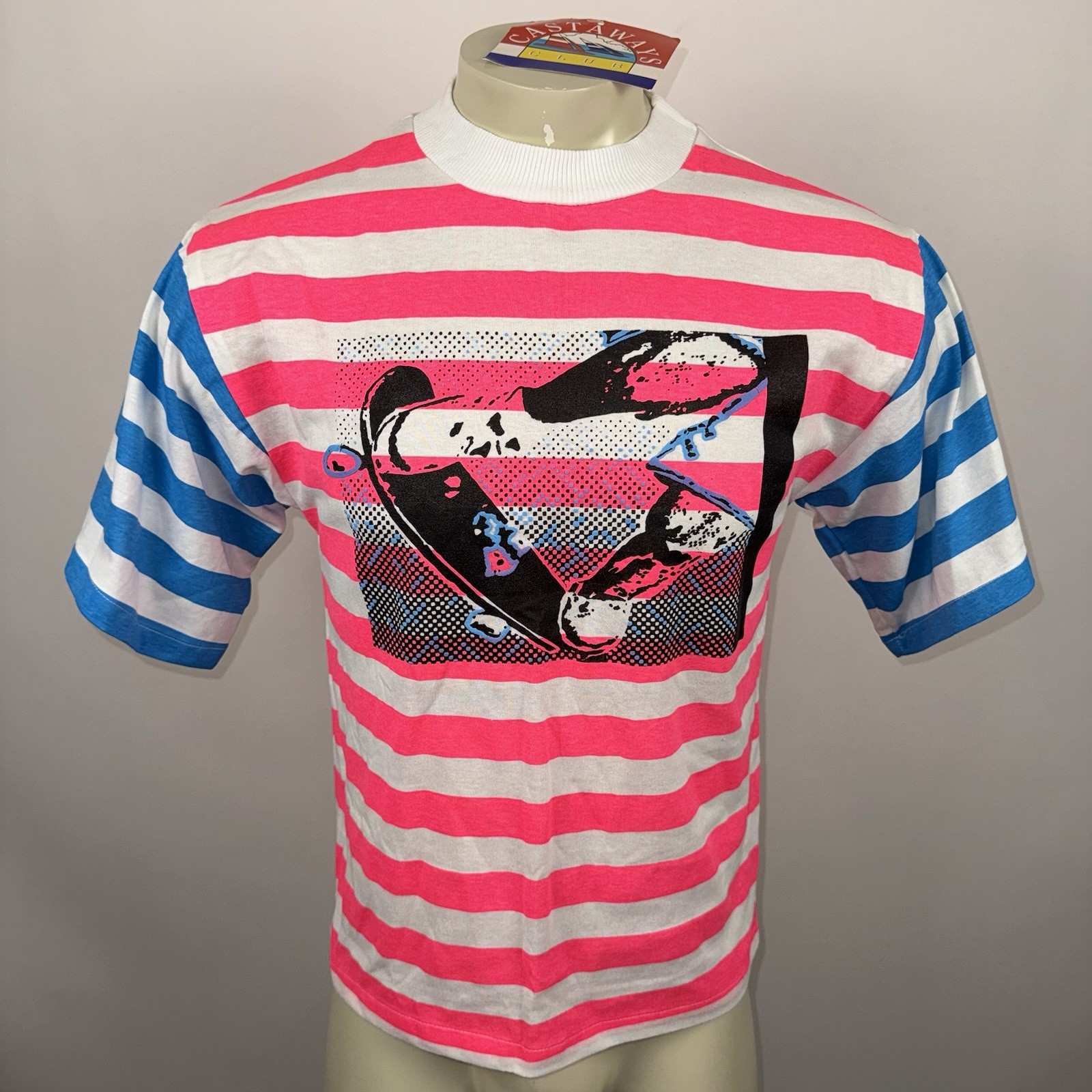 NOS Vtg Castaways Skateboard Shirt Mens Small Neon Jams Skate Surf USA 80s 90s