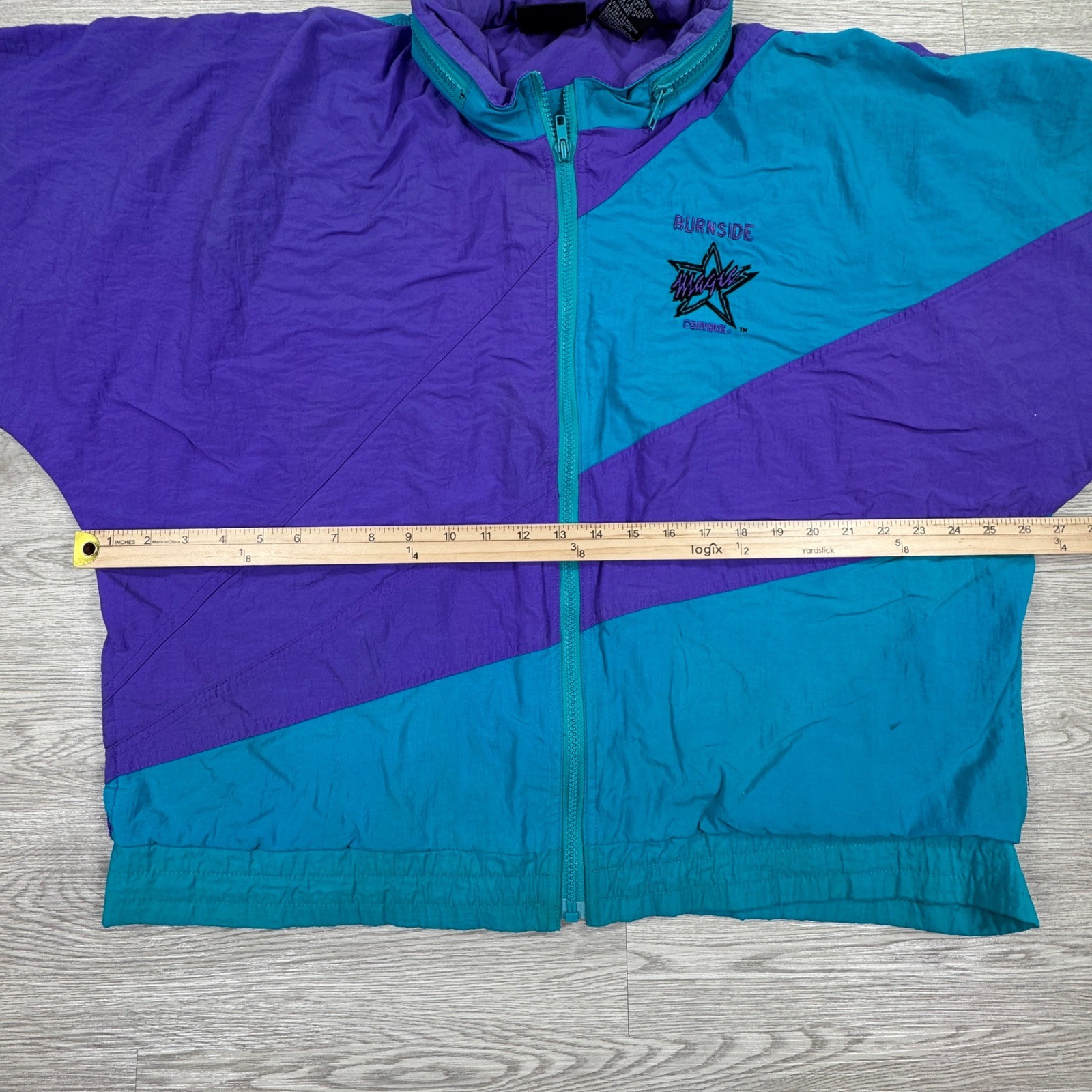 Converse Mens Jacket Burnside Magic Windbreaker Teal Purple Large Vintage 90s
