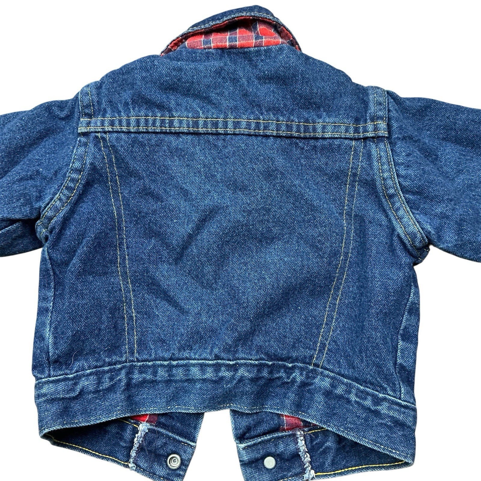 Vintage Oshkosh B’gosh 90s Flannel Lined Denim Trucker Jacket USA 12-18 Mos