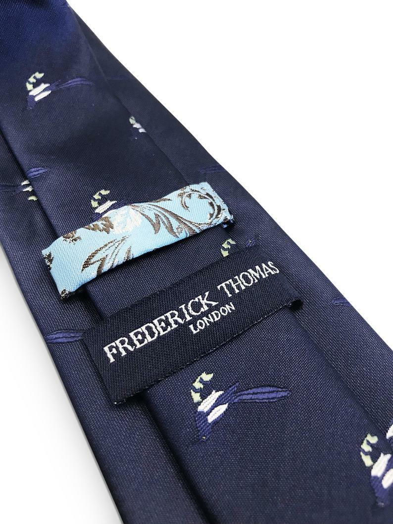 Frederick Thomas navy blue men-s tie with mermaid silhouette design fairytale