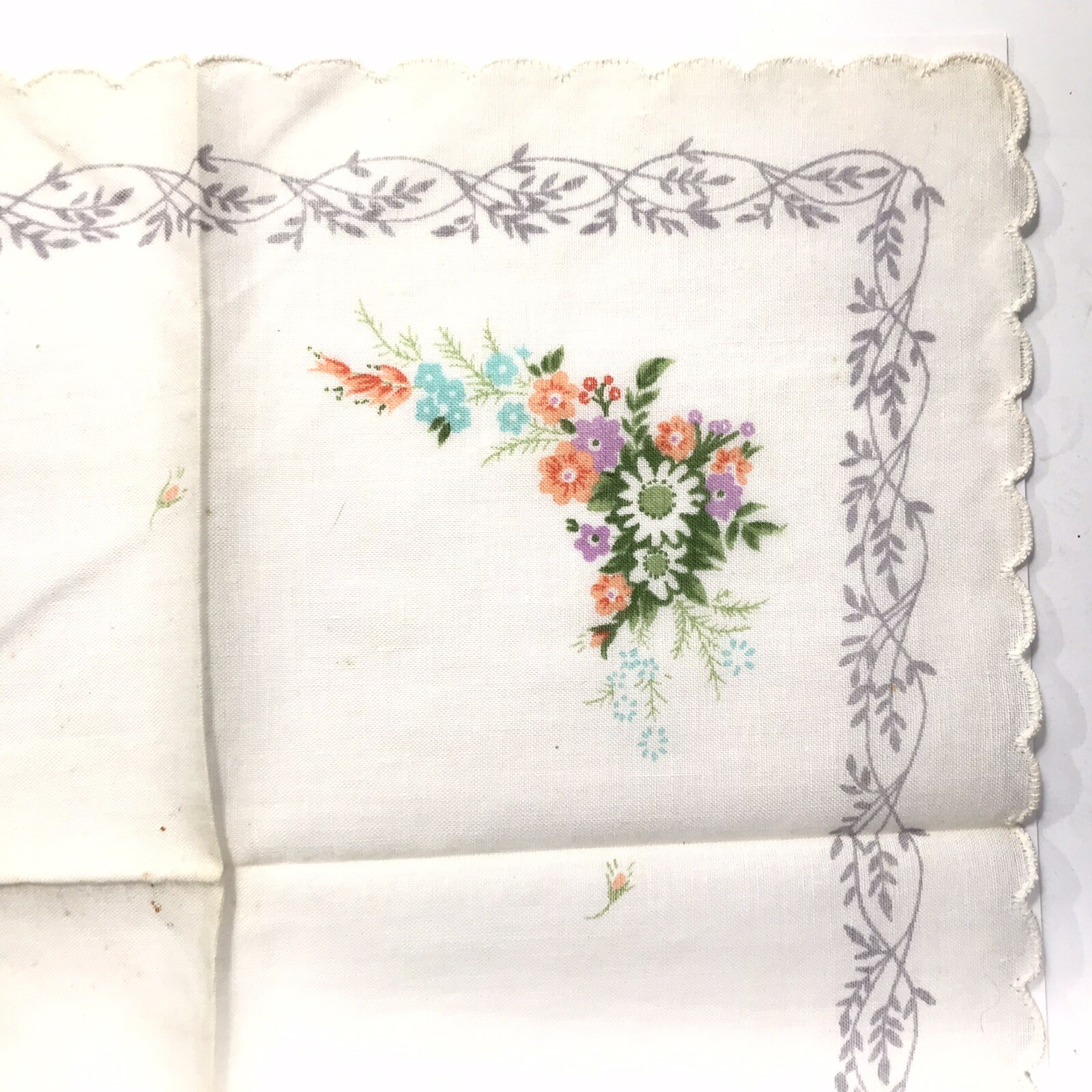 NWT Vintage Jean d’Orly Handkerchief PARIS Mid Century White Floral