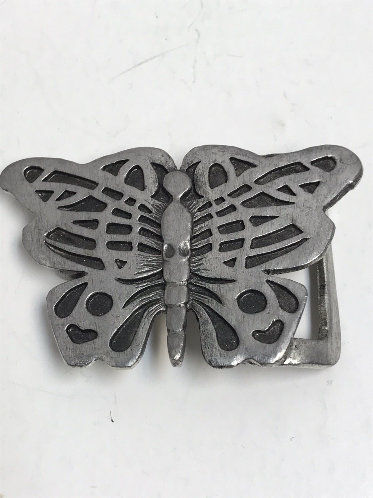Vintage Belt Buckle Silver Metal Pewter Butterfly Animal Metzke Belt Buckle