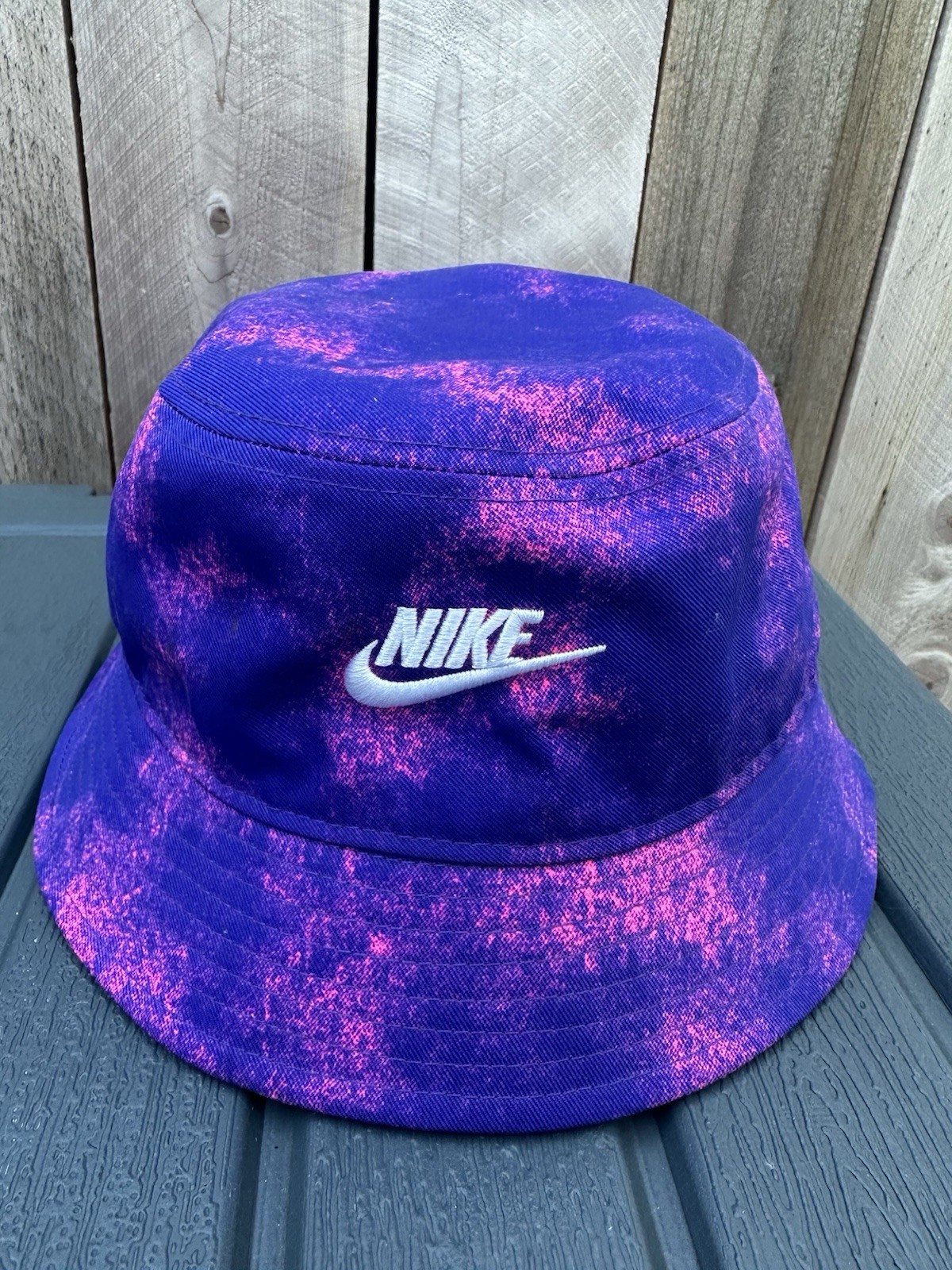 Vtg Nike Purple Pink Acid Wash Retro Tie-Dye Bucket Hat Size M/L Unisex EXCELLNT
