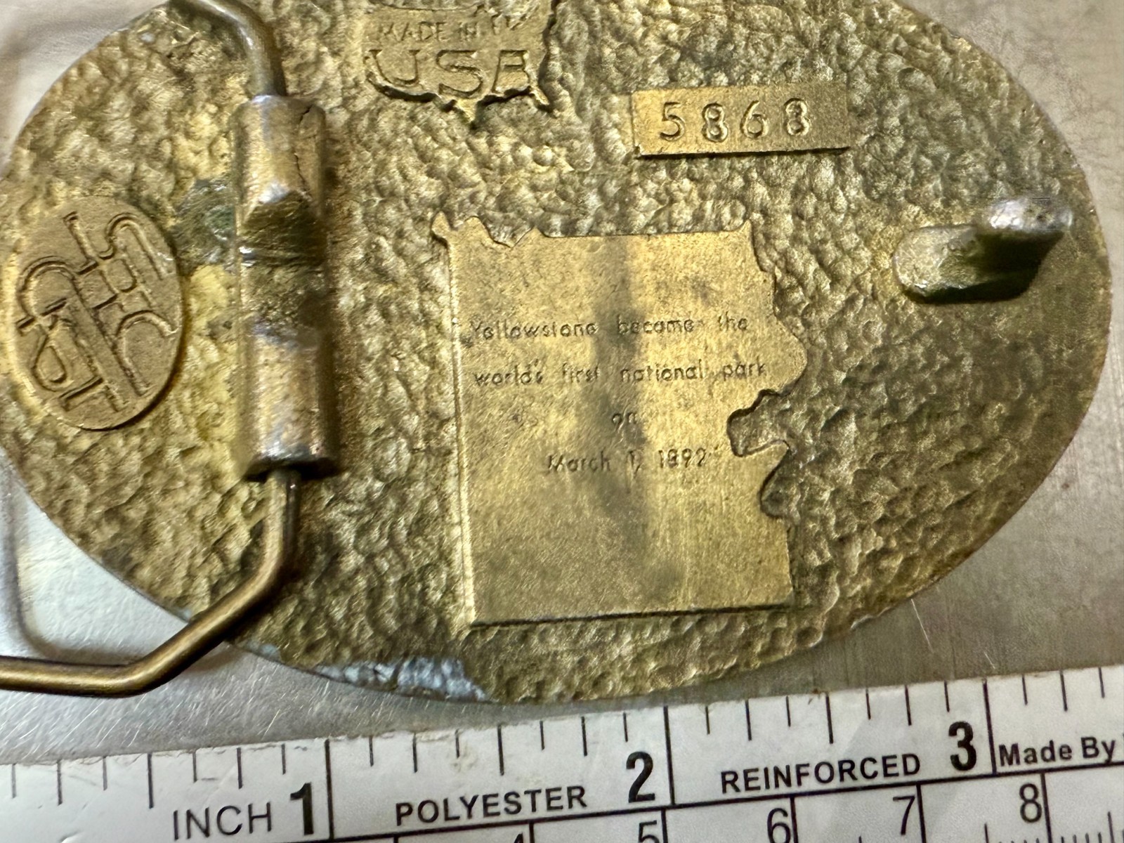 YELLOWSTONE March 1 1892 National Park Deer Wildlife Scene Vintage Belt Buckle