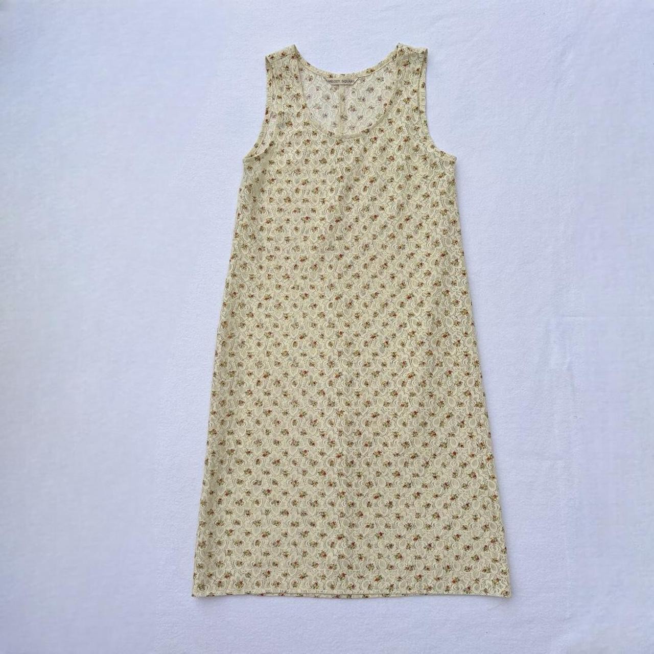 Vintage Melody Square Cream Floral Lace Maxi Dress Size S Coquette Cottagecore