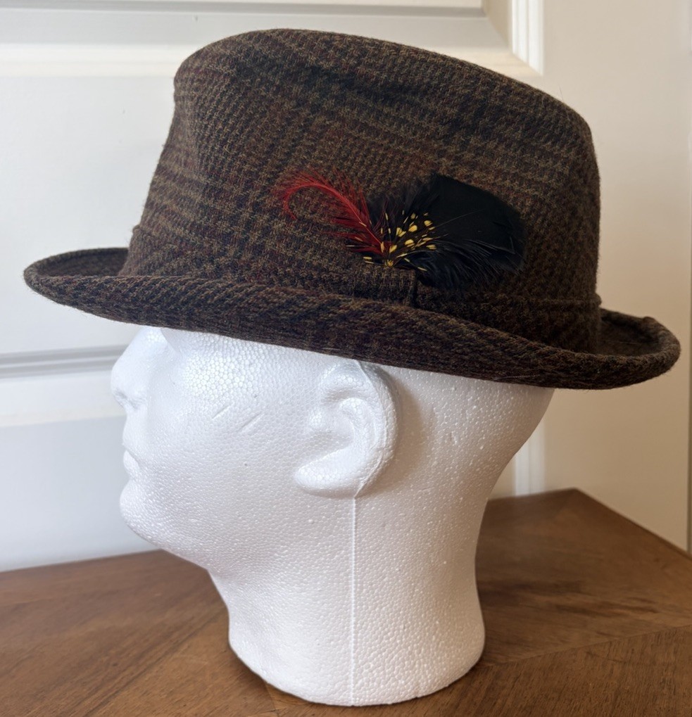 Vintage Dobbs Mens Wool Tweed Fedora Hat Brown Plaid Size 71/4