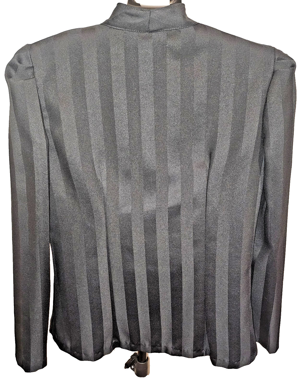 VTG 80s Black Shadow Stripe Tuxedo Blazer 13/14 Goth Beetlejuice New Wave USA