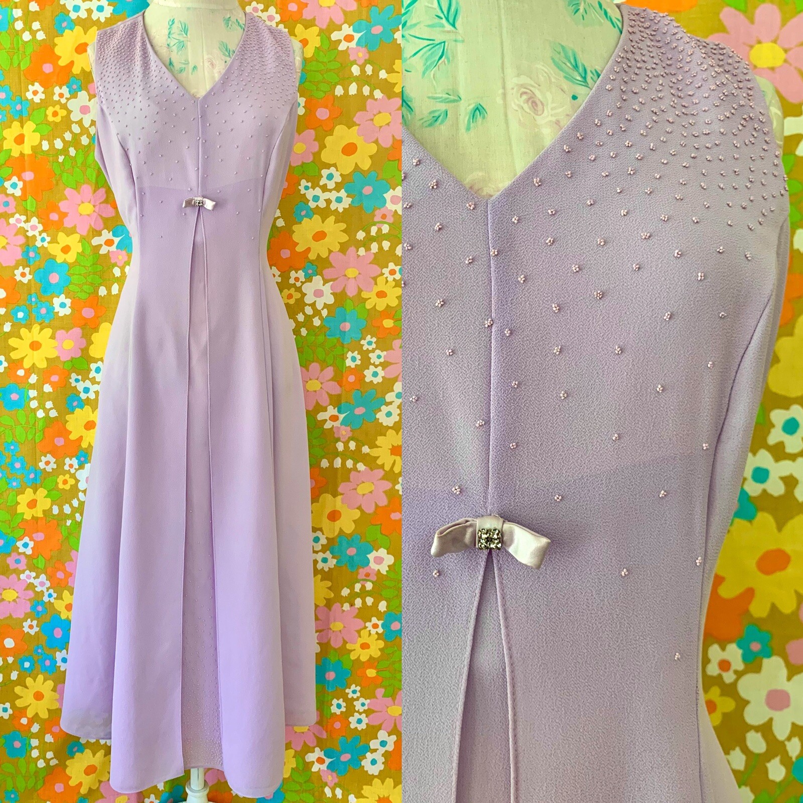 vintage 90s pastel lavender purple gown size M/L