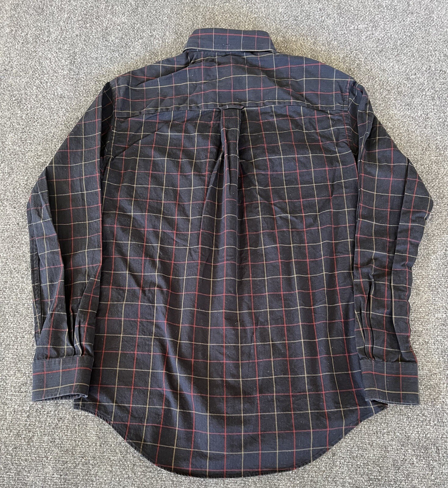 Roundtree Yorke Mens VTG Herringbone Shirt Blue Red Check Long Sleeve Preppy
