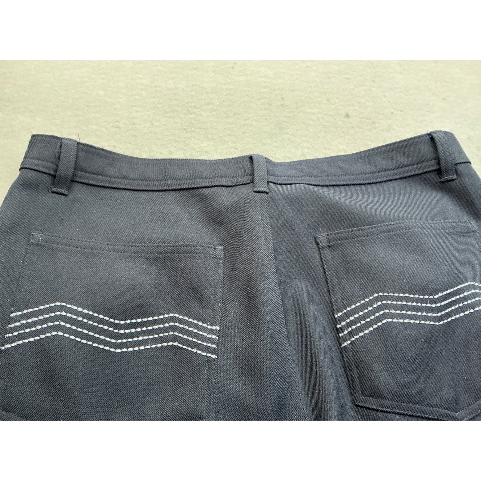 John Blair Vintage Trousers Black Wave Stitch Pockets 36M Mens Straight Leg