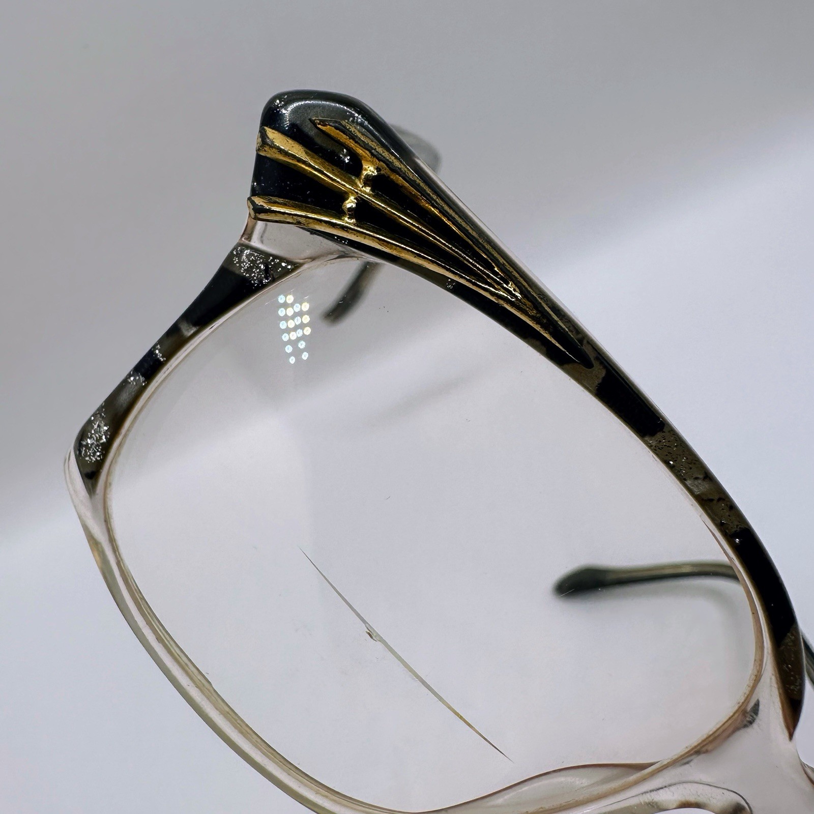Vtg Neostyle Cat Eye Frames Glasses Gold Spiderweb Goth Black Silver Sparkle 50s