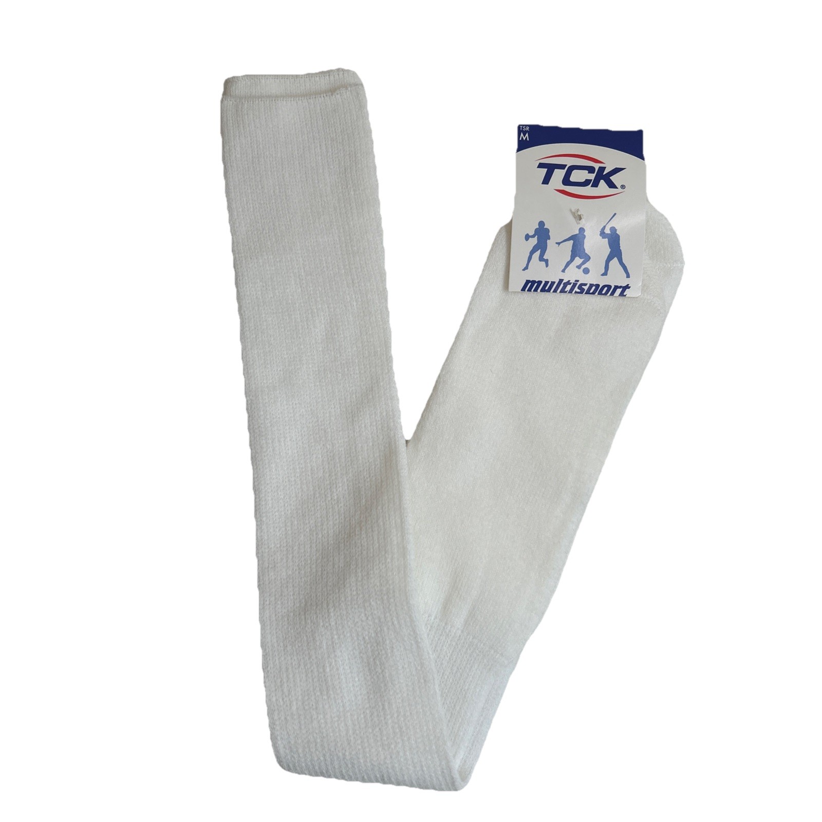 VTG Tube Socks Acrylic White 24″ 90s NOS Sports Twin City USA Made Nylon 9-11.