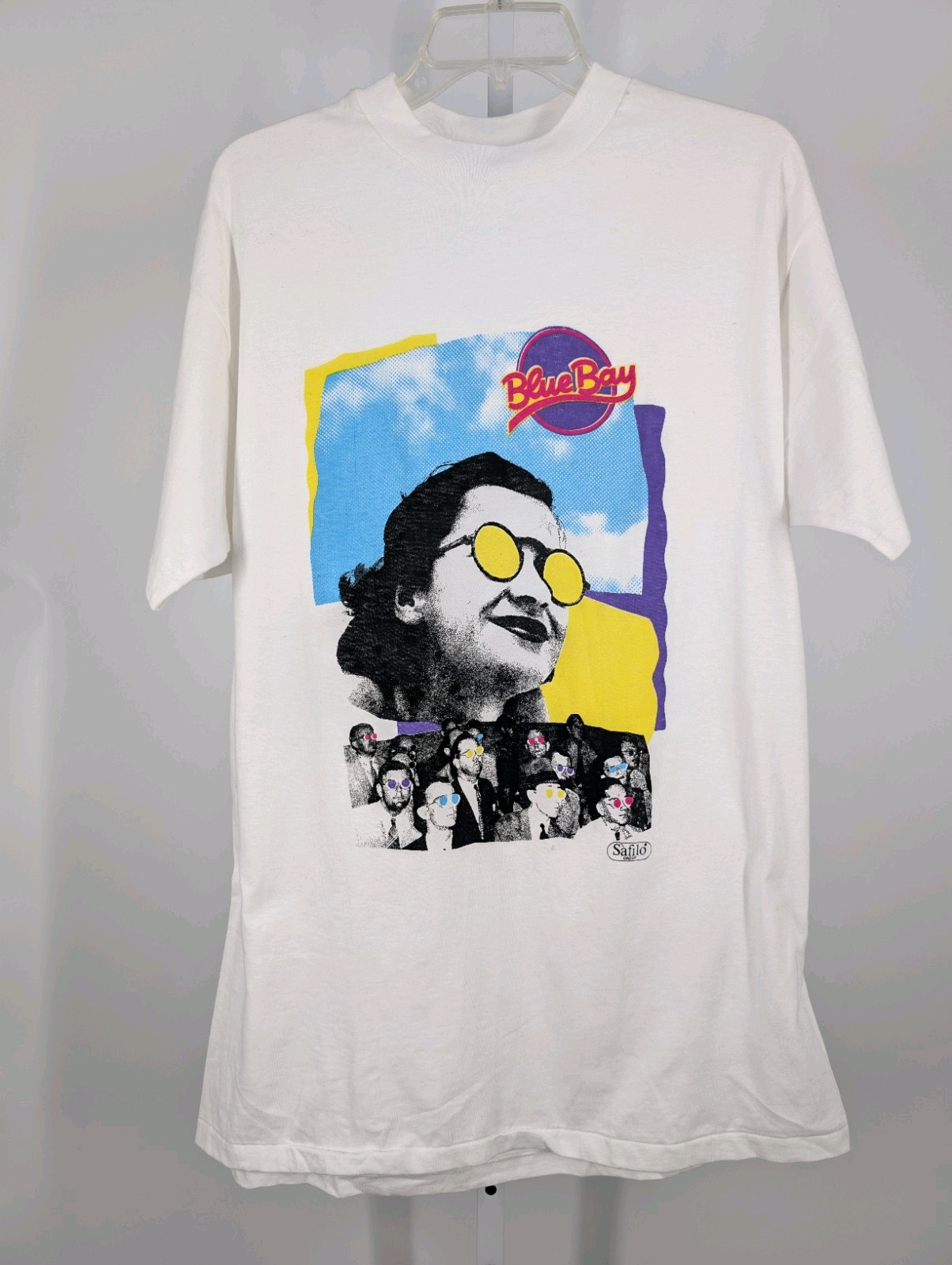 Vintage 80s Blue Bay Safilo Sunglasses New Wave Pop Art Warhol Promo T Shirt XL