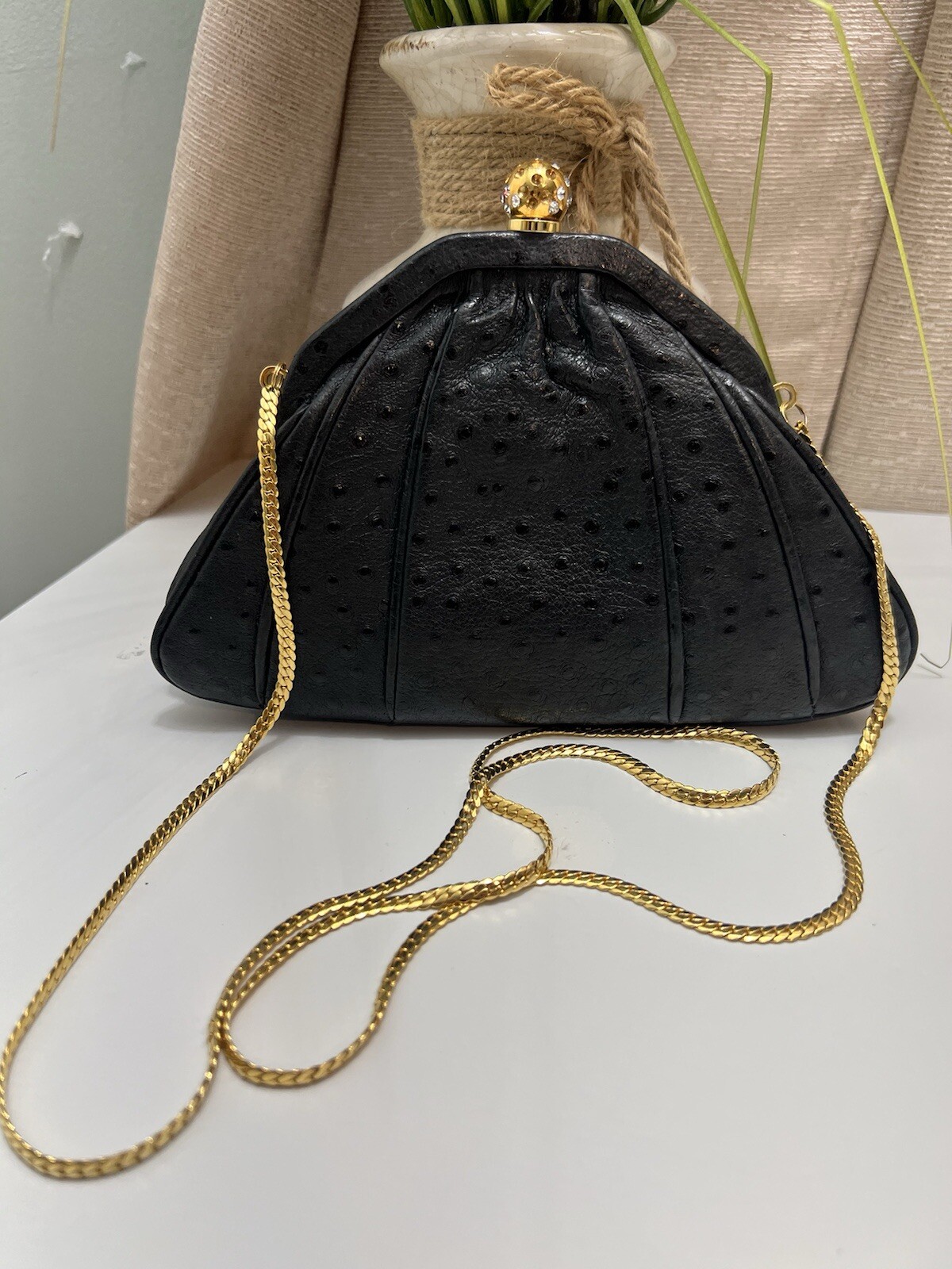 Ashreil Vintage Black Clutch/Shoulder Bag Clasp mid-centur Missing Crystals