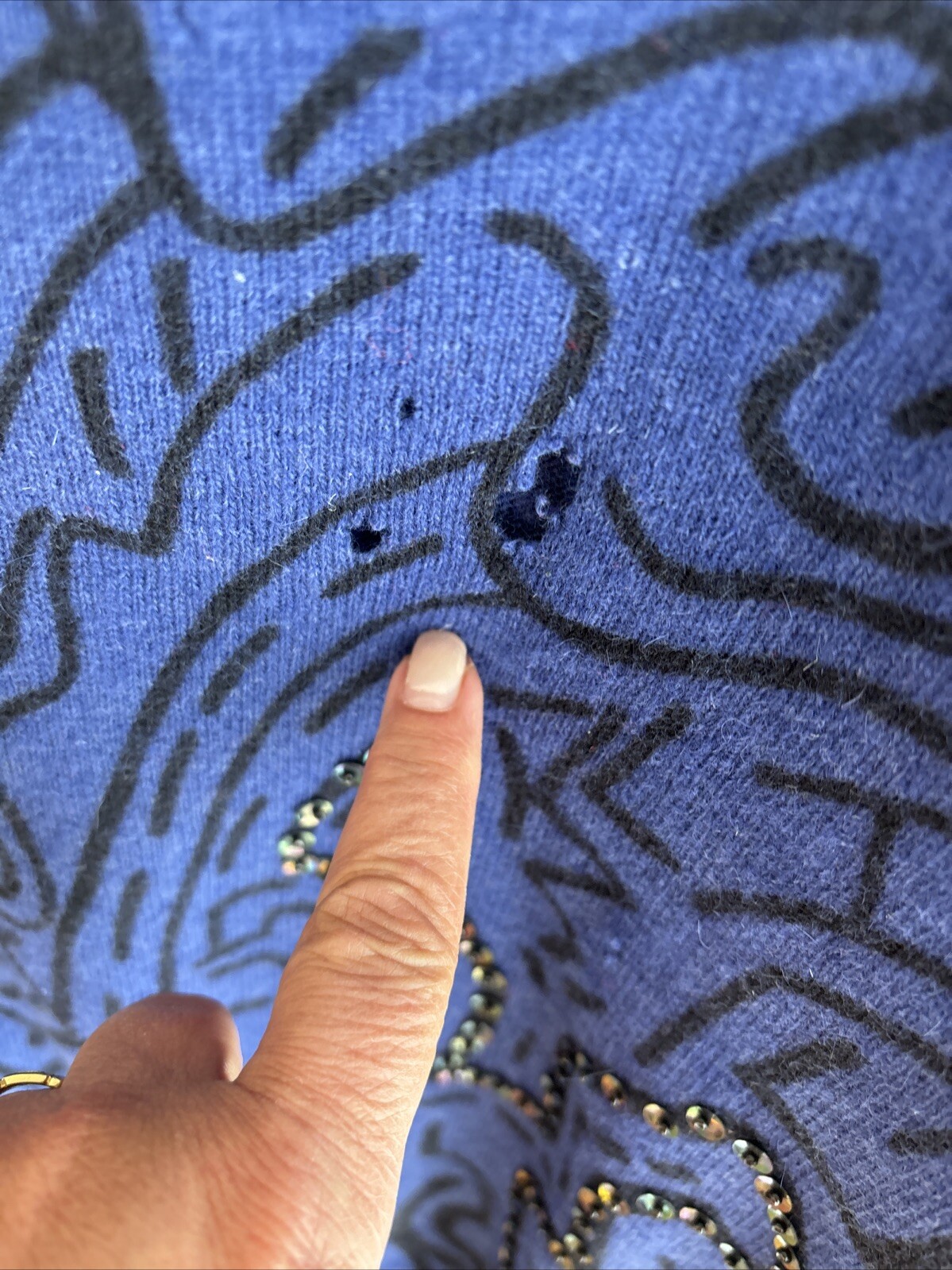 Vintage Keith Haring Sweater Womens Small Sequin Figures Beutler Angora 1980s