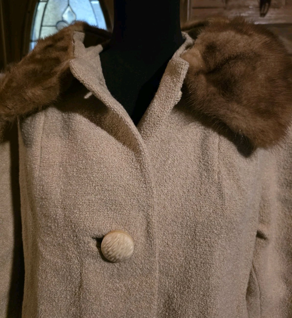 Stevens Hockanum Topaz, Vintage 50s, Long Wool Fur Coat, Womens Approx. Large