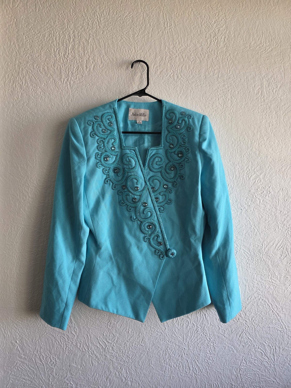 Nolan Miller Aqua Embroidered Blazer Size 8