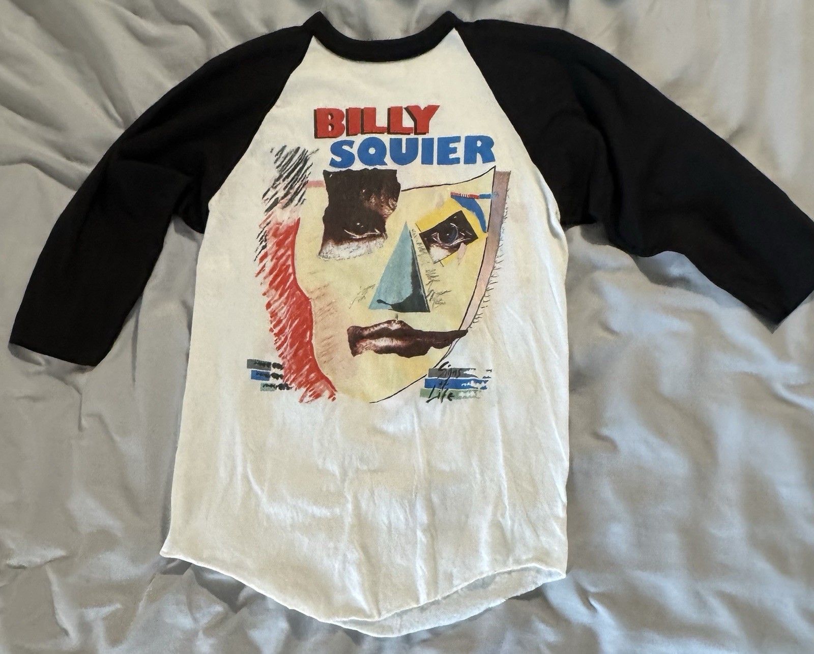 Vintage Billy Squire Signs Of Life 1984 Tour 3/4 Sleeve Shirt Raglan 2 Sided