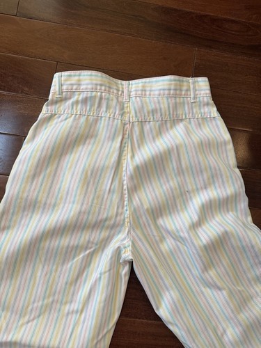 UNIQUE Vintage XXS High Waisted Candy Pastel Pants Striped Lightweight Jeans 7/8