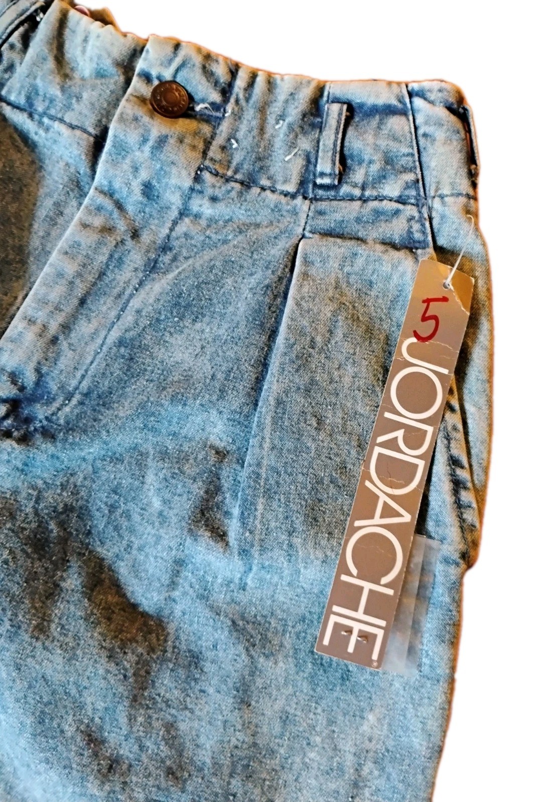 VTG NEW 90’s “Jordache” Acid Wash/Pleated Front/Suspender Buttons/Cuffed Jeans 5