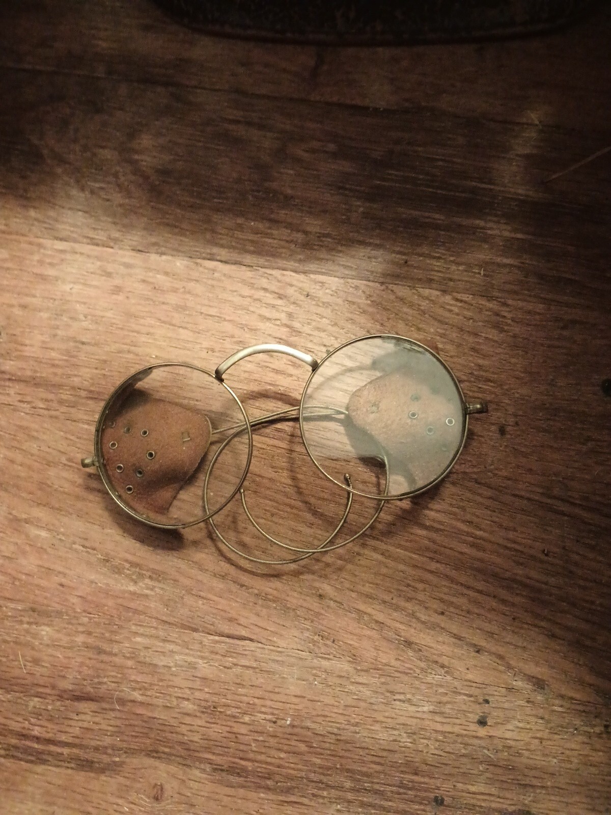 ANTIQUE TAW&CO STEAMPUNK ALBEX LEATHER SIDES SAFETY GLASSES NICE COND INTNL SALE