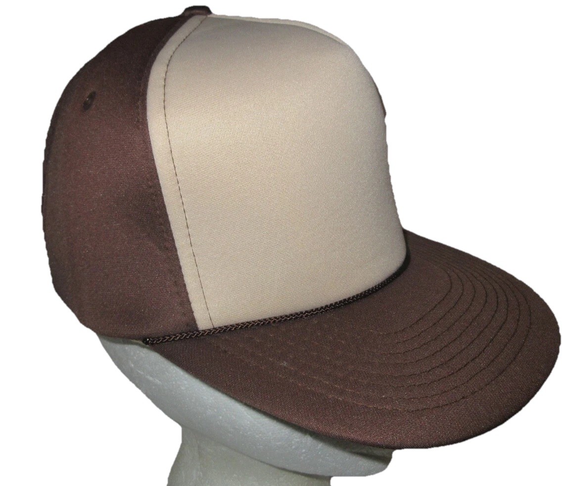 Vintage 80s 90s Mohr’s Brown Tan Two Tone Insulated Foam Blank Snapback Hat Cap
