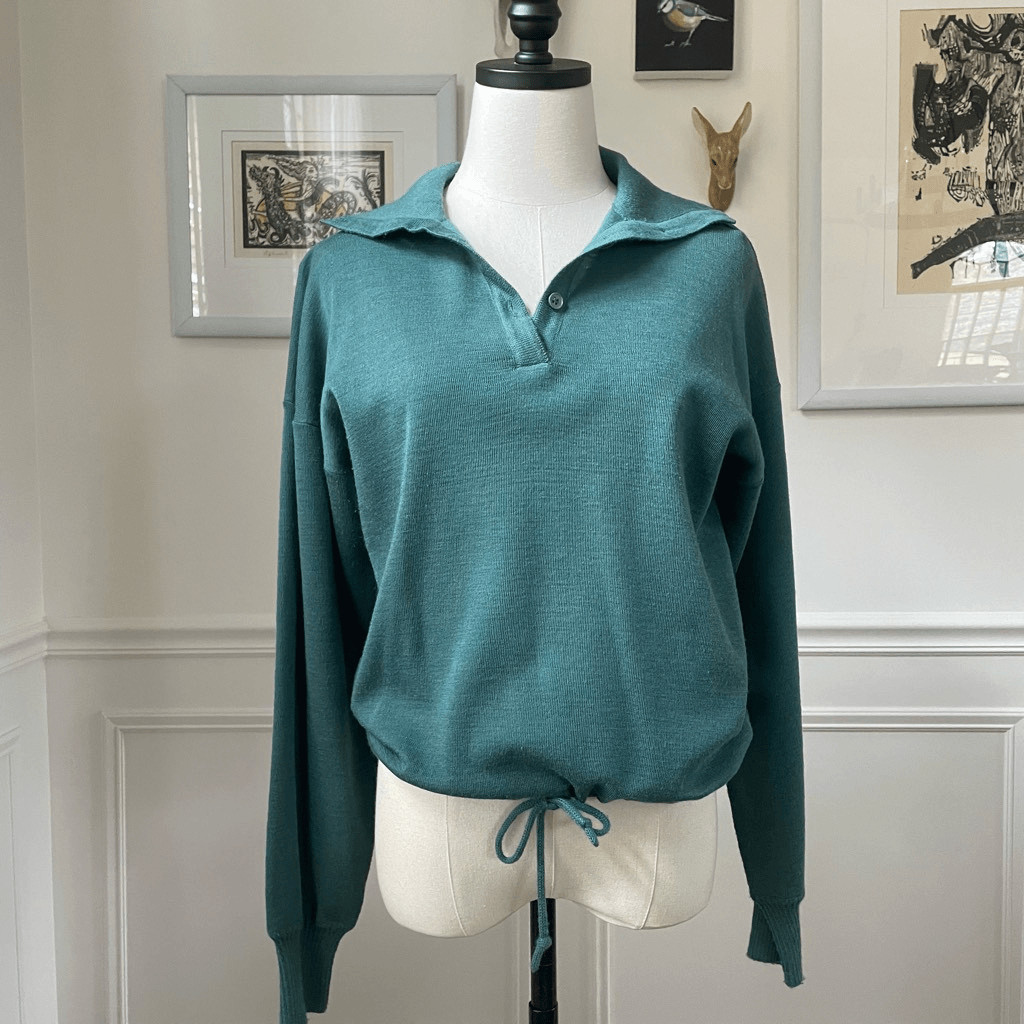 Vintage 70s Clovis Ruffin Ruffinknit Cropped Sweater Green M
