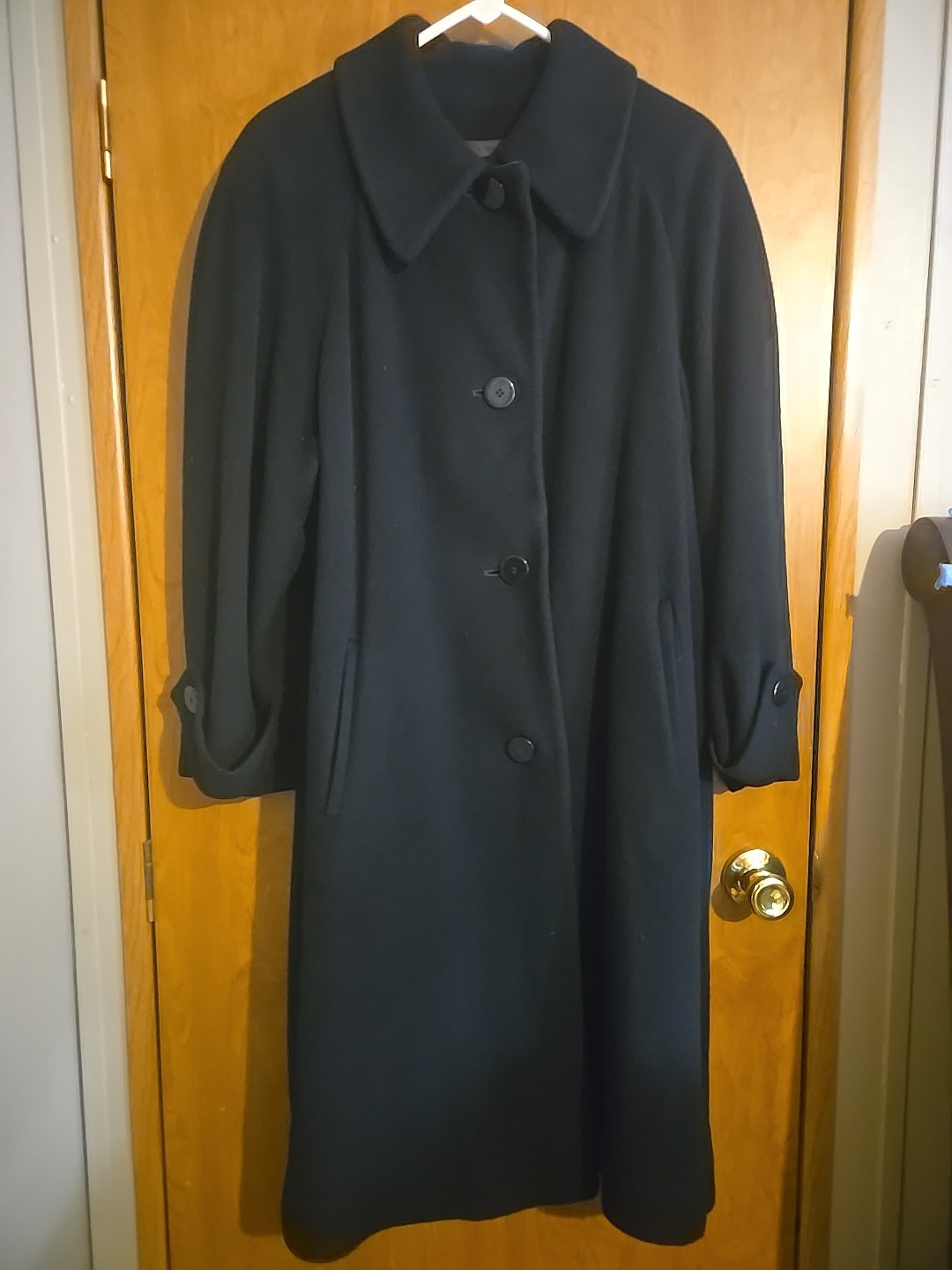 Vintage Pure Cashmere By Neiman Marcus Long Black Coat Made In USA Size 10
