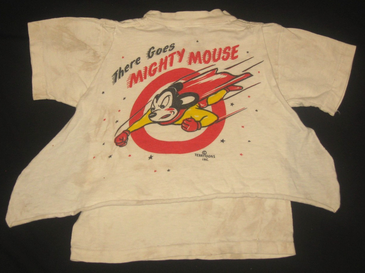 VtG 50s-60s “MIGHTY MOUSE” Terry Toons Little Kids S/S T-Shirt Graphic with Cape