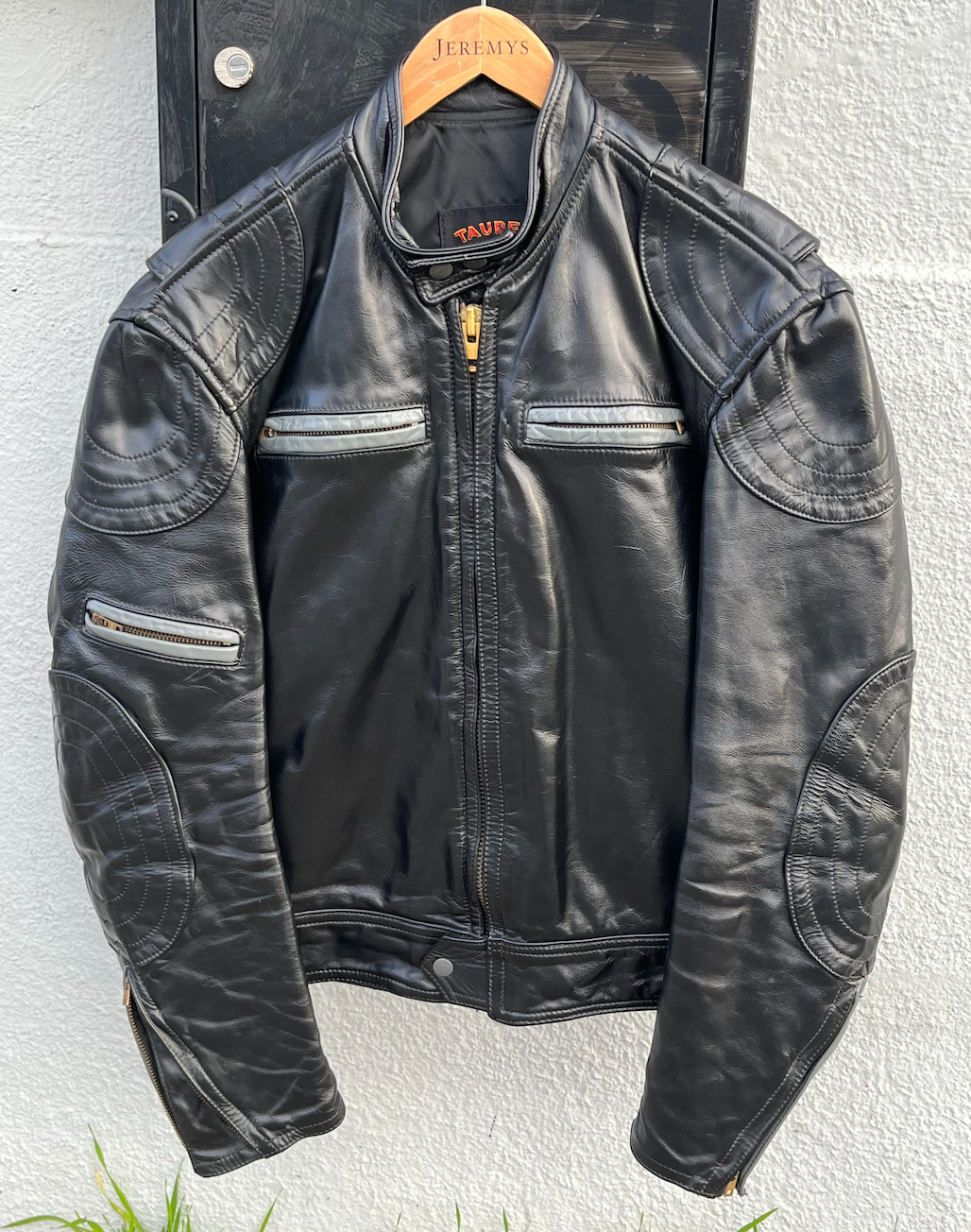 Vintage Tauber Leathers Taubers Two Tone Motorcycle Jacket Size 42