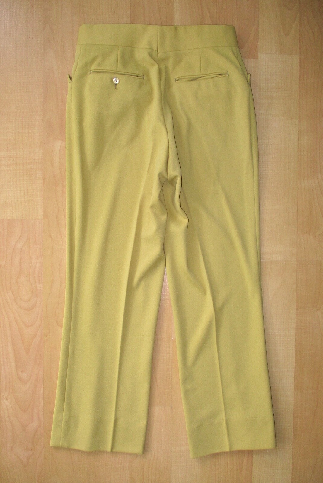 SUPERFLY Vtg 70s Gold Poly Knit Disco Club Pimp No-Belt Wide Flare Leg Pants 30