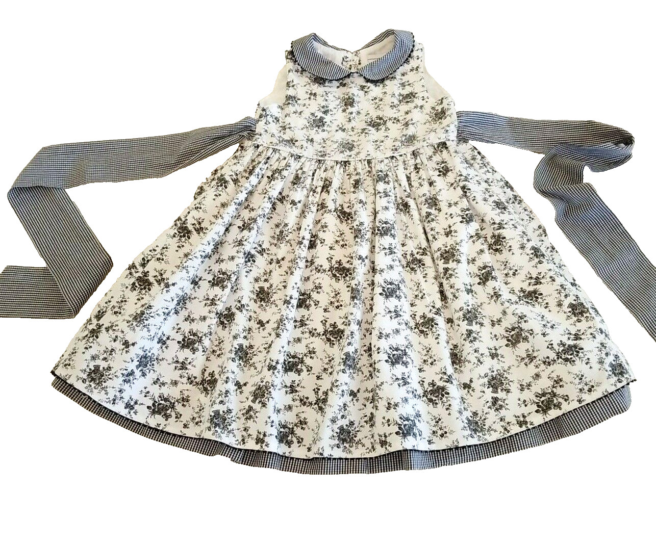 Polly & Friends Sz. 5 Black, White & Gray Floral Print Sleeveless Dress