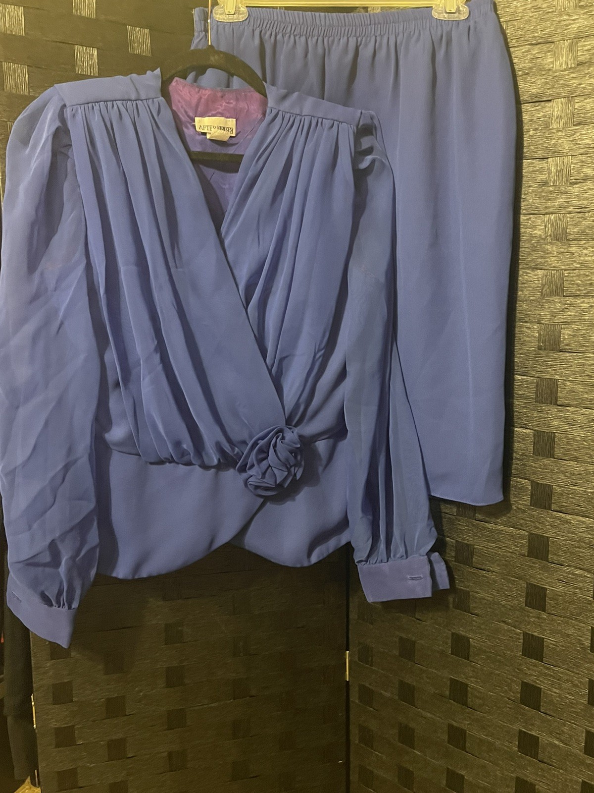 AFTER DARK Vintage Blue Party Formal Women Top & Skirt 80s Gorgeous!