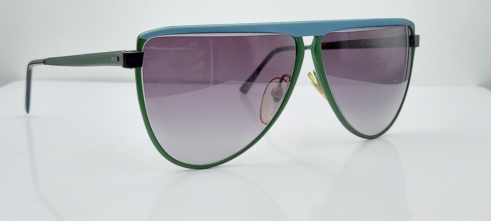 Vintage Tura 16 Blue Green Oval Metal Sunglasses Italy W/ NEW LENSES!