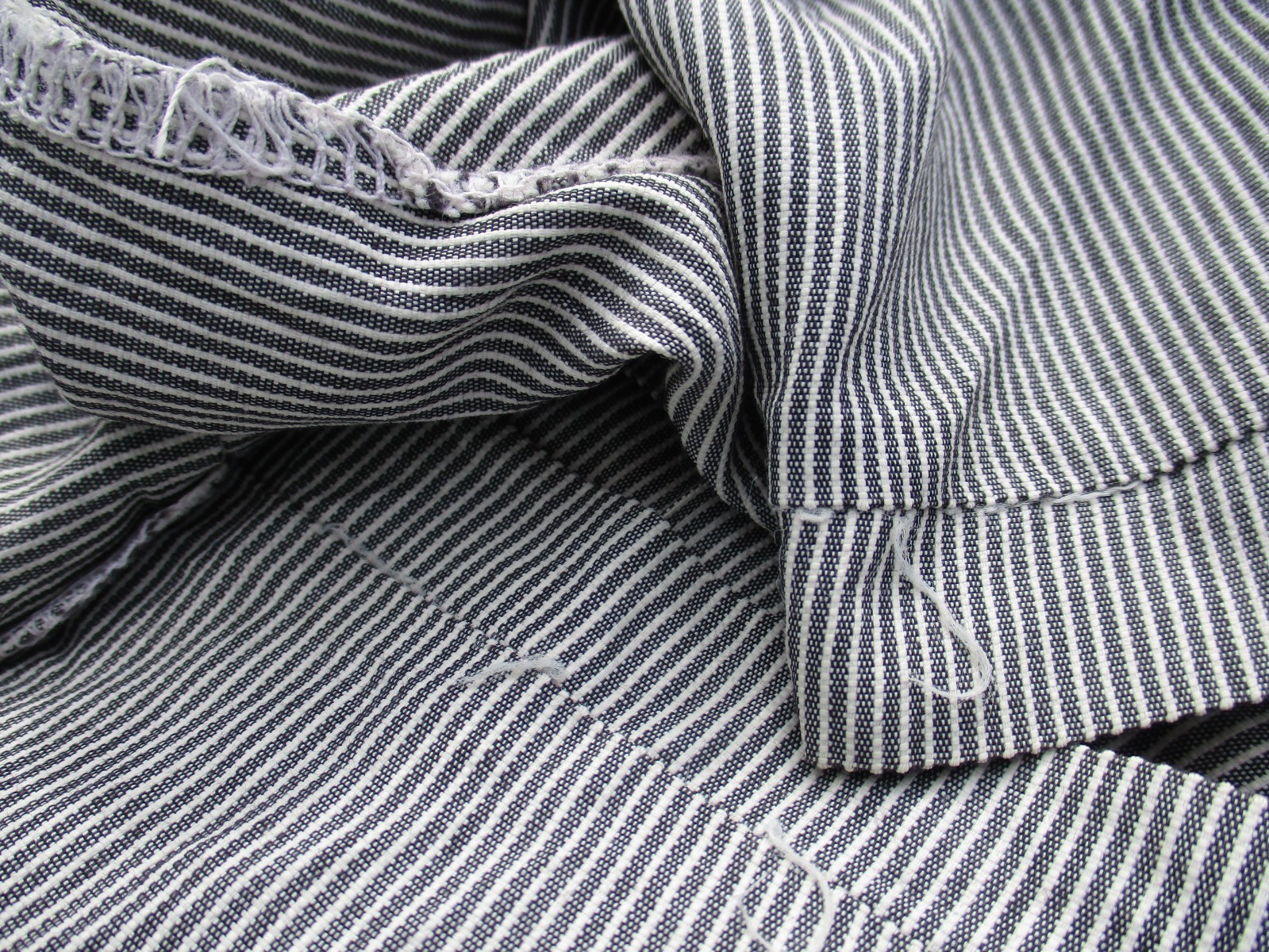 VTG 60s Midcentury Rockabilly Sears Pinstripe Chin Strap Open Collar Shirt L/XL