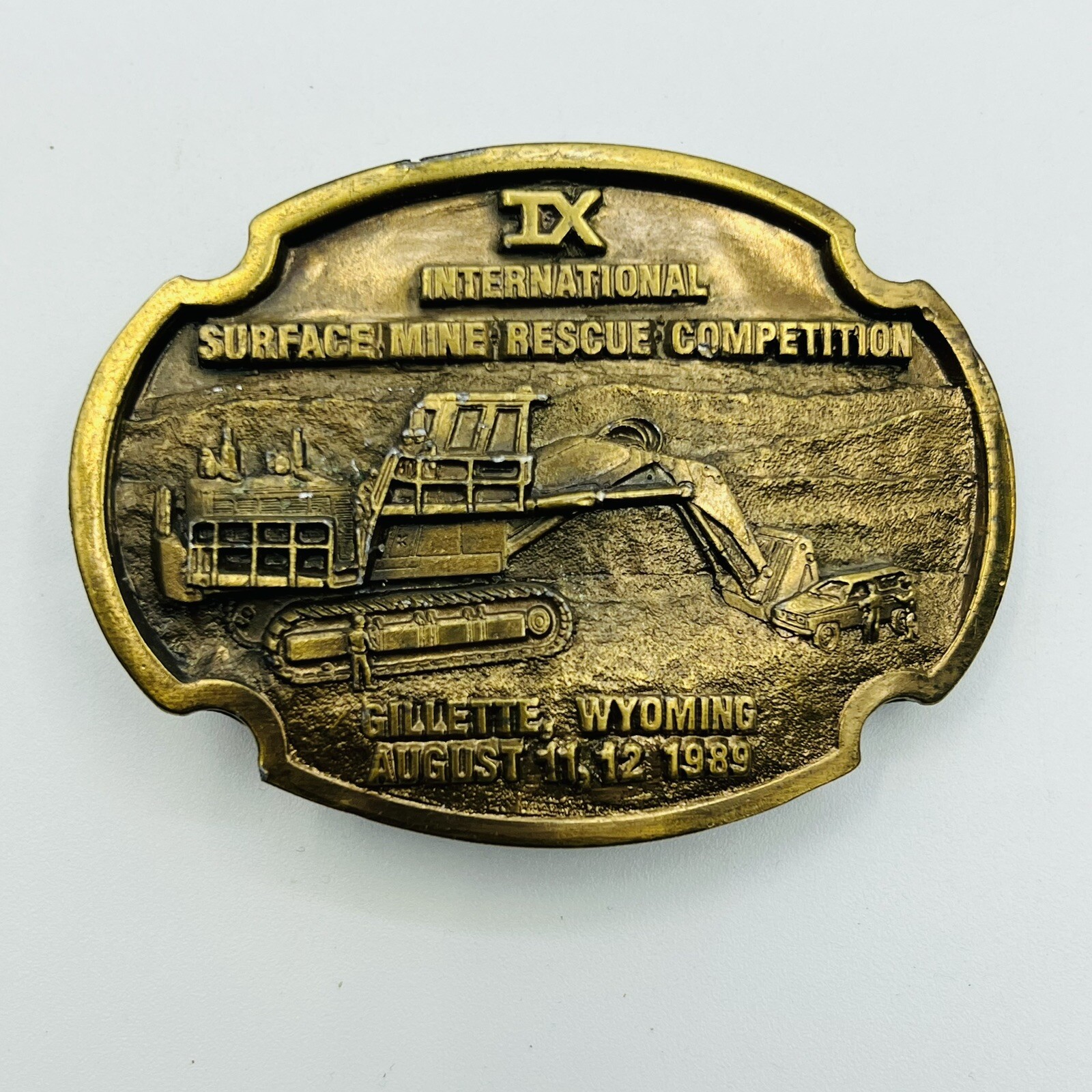 1989 Gillette Wyoming International Surface Mine Rescue Competition Belt Buckle