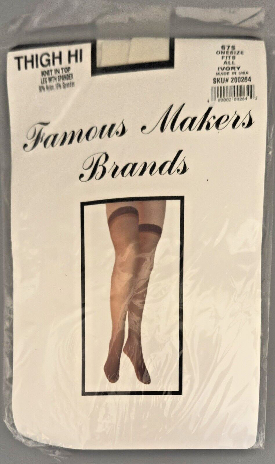 Thigh High Hose Stockings Famous Makers Brands Ivory White Sta Up One Size USA
