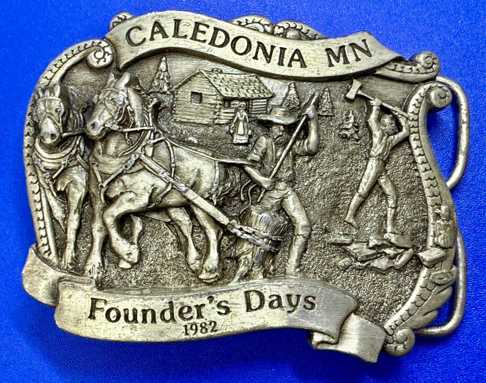 Caledonia, Minnesota Founder’s Days Commemorative Vtg. 1982 Siskiyou Belt Buckle